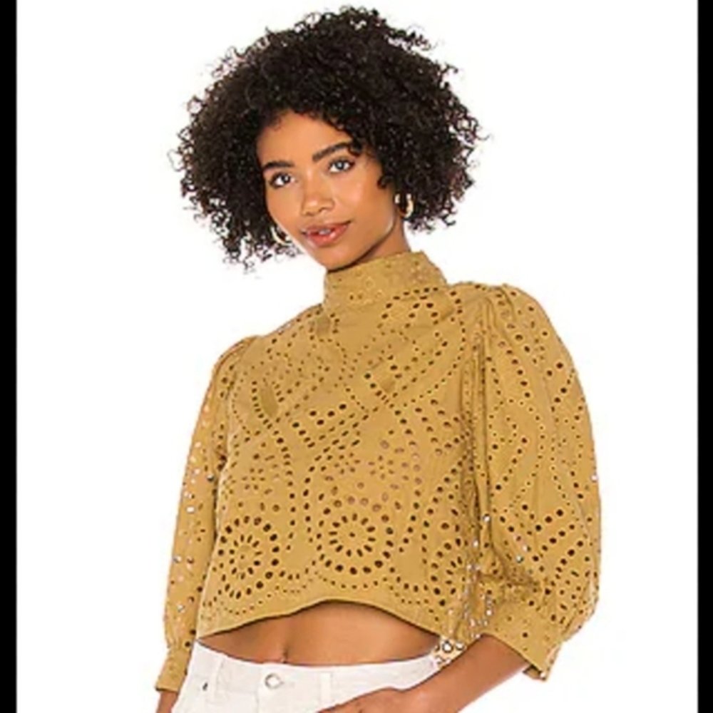 Puff Sleeve Lace Cropped  Blouse | Size small | Rolla's​
